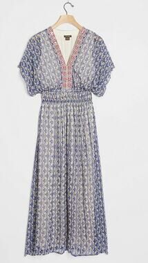 Anthropologie Vineet Bahl Oda Embroidered Maxi Boho Dress Size 8